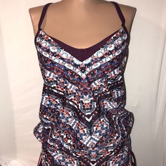 Athleta Women's Multicolor Marrakech Side Scrunch Tankini Swim Top Size 34B/C - Picture 1 of 8